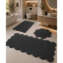 3'lü Set Kaymaz Taban Peluş Banyo Paspası Papatya(50*50) Lazer(50*60) Lazer (60*100)