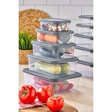 Khi-Zai Store 5'li Sızdırmaz Hava Almaz Buzdolabı Düzenleyici & Saklama Kabı Dikdörtgen Şeffaf Saklama Kabı Seti Buzdolabı Organizeri