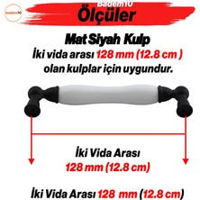 Esranın Dünyası Domaniç Porselen Mat Siyah Kulp 128 mm Mobilya Çekmece Mutfak Dolabı Dolap Kapak Kulplar Kulb Kulp