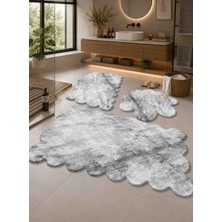 3'lü Set Kaymaz Taban Peluş Banyo Paspası Papatya(50*50) Lazer(50*60) Lazer (60*100)