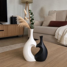 Dekoratif Vazo Seti – Siyah Beyaz Modern Iskandinav Salon Dekoru