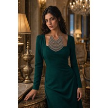 Allona Kadın Gümüş Renk Zincir Püsküllü Kolye KOLYE-042 & Premium Kutu