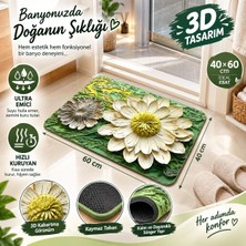 Mrt Bilişim Banyo Paspası 40 x 60 cm Kaymaz Hızlı Kuruyan Emici Zemin Paspası 3D Çiçek Desenli Banyo Duş Girişi, Küvet ve Lavabo Için (Su Geçirmez Kaymaz)