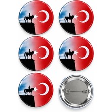 Türk Bayrağı Atatürk Rozet Ceket-Çanta-Kalemlik-Şapka-Aksesuar Rozeti  (44MM) 5 Adet