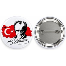 Türk Bayrağı Türkiye Haritası Atatürk Rozet Ceket-Çanta-Kalemlik-Şapka-Aksesuar Rozeti  (44MM) 1 Adet