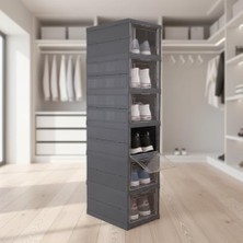 TeknoKapsül 6 Katlı, Katlanabilir Ayakkabılık, Taşınabilir Çok Amaçlı, Geniş, Katlanabilir Dolap ve Raf, Katlanır Taşınabilir Premium Portatif Organizer Ayakkabılık (25,5cm x 34,5cm x 105,5CM) (Antrasit)