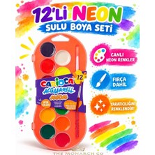 The Monarch Co 12'li Neon Sulu Boya Seti - Fırça Hediyeli, Canlı ve Parlak Renkler