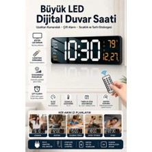 Glftech 16,2 Inç Büyük LED Dijital Duvar Saati Uzaktan Kumandalı Çift Alarm Tarih Sıcaklık Göstergeli