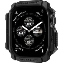 Brf Store Prime Spigen Apple Watch 46MM Seri 11/10 ile Uyumlu Kılıf Rugged Armor Matte Black - ACS08597