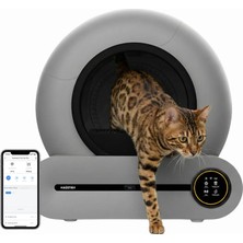 Esranın Dünyası Haustier MSP01 Akıllı Otomatik Kedi Tuvaleti, Gri, 65LT Hazne, 9lt Çöp Haznesi, Iyonizer Kötü Koku Giderici, Ağırlık Sensörlü, Uzaktan Kontrol + 45 Adet Çöp Torbası,gri