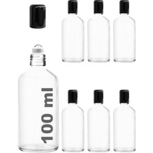 Brf Store Prime Afracam 100 ml Çelik Roll On Şişesi 100 cc Sızdırmaz Siyah Kapaklı Cam Şişe 6 Adet (Şeffaf, 10
