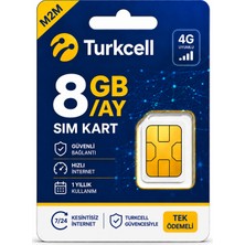Turkcell 4g M2M Data Sım Kart - 8gb/ay - 1 Yıllık Kullanım, Tek Ödeme