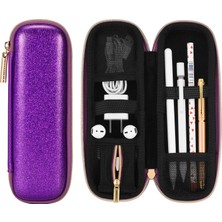 Esranın Dünyası Comfyable Apple Pencil Için Kalem Tutucu Kalem Kutusu, Kalem Aksesuarları Elastik Kayış Kol Koruyucu Taşıma Çantası USB Kablosu Airpods File Cepli Airpods, Mor Glitter