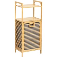 Brf Store Prime Bambu Banyo Dolabı, 2 Raflı Çamaşır Sepeti Organizatör, Ahşap, 75 L Çıkarılabilir Kumaş Kirli