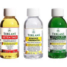Brf Store Prime Terlans Yağlı Boya Seti Yardımcı Malzemeler 3X100ML Boya Fırça Temizleyici - Kokusuz Terebenti