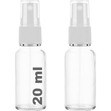 Brf Store Prime 20 ml Kapaklı Sprey Şişesi 20 cc Fısfıs Kolonya Dezenfektan Cam Şişe 2 Adet (Şeffaf Şişe | Bey