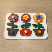 Brf Store Prime 3D Baskı Saksıda Çiçek Puzzle Tahtası - Katmanlı Çiçek Inşa Etme ve Renk Eşleştirme Seti, Mont