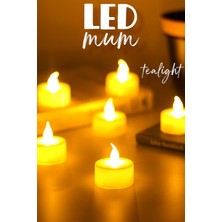 Brf Store Prime 6 Adet LED Mum Tealight Mini Dumansız Pilli Alevli Dekoratif Yapay Mum Işıldak Beyaz 1036-2
