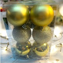 Esranın Dünyası Yenigeldi 6 Adet Gold 6 Cmcm Yılbaşı Topu, Noel Topu, Çam Ağacı Topu, Süs Topu T-51, Sarı