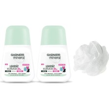 Esranın Dünyası Garnier 2'li Mineral Lekesiz Koruma Çiçeksi Koku Roll-On Deodorant Seti (Duş Lifi Hediyeli)