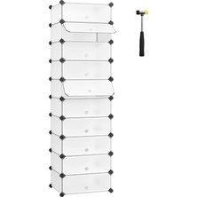 Brf Store Prime Songmıcs Plastik Ayakkabı Rafı, Dikdörtgen 10'lu Sistem, Beyaz LPC10W