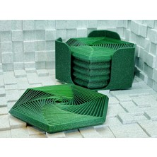 Brf Store Prime Super Fidget Coaster Seti – 3D Baskı Altıgen Desenli Bardak Altlığı ve Tutucu-Yeşil