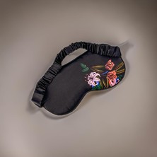 Brf Store Prime Icon SILK%100 Saf Ipek Uyku Maskesi Göz Bandı (Koyu Kahve Çiçek Desenli)