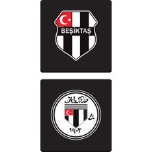 Beşiktaş Retro Arma Ahşap Bardak Altlığı (2'li Set) - Lisanslı Orijinal