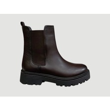 Castle Black CB-23821-1 Kadın Deri Lastikli Postal Bot Kahve