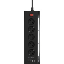 Esranın Dünyası Akım Korumalı Priz, 5'li Priz Soketi, 5x Fiş Soketi, 2x USB Girişi, 2x Type-C Girişi, Işıklı Gövde, Isıya Dayanıklı Yapı, 2 Metre Kablo Uzunluğu, Aşırı Gerilim Koruyucu Çoğaltıcı (16A/3680W)