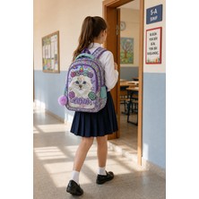 Dodomar Pretty Cat Su Geçirmez Ilkokul Okul Çantası 2 Bölmeli Öğrenci Sırt Çantası 42 x 30 x 15 cm