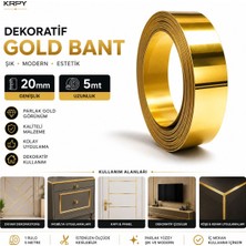 Krpy Kendinden Yapışkanlı Dekoratif Gold Bant Pvc Şerit Bant Duvar ve Mobilya Süsü 5mt