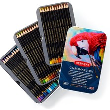 Esranın Dünyası Derwent Chromaflow Renkli Kalem, 36'lı Set, Metal Kutuda, 3,5 mm Uç Kalınlığı, Yumuşak Dokulu Karıştırılabilir, Çizim, Boyama ve Katman Için Ideal, Profesyonel Kalite, 2306012