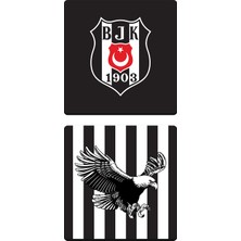 Beşiktaş Kartal Arma Çubuklu Ahşap Bardak Altlığı (2'li Set) - Lisanslı Orijinal