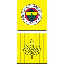 Fenerbahçe Arma Palamut Sarı Ahşap Bardak Altlığı (2'li Set) - Lisanslı Orijinal