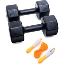 Esranın Dünyası Besinistanbul Ps 5 kg Dambıl x 2 Adet = 10 kg + Sayaçlı Atlama Ipi Siyah