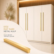 Esranın Dünyası Özen 992 mm Tam Boy 1224 mm Düz Mat Sarı Mobilya Kulpu Uzun Çekmece Dolap Kapak Kulp Metal Kulbu