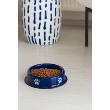 Esranın Dünyası Emaye Kedi Köpek Mama ve Su Kabı Pati Desen,cobalt