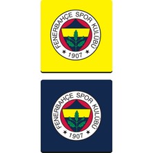 Fenerbahçe Arma Sarı Lacivert Ahşap Bardak Altlığı (2'li Set) - Lisanslı Orijinal