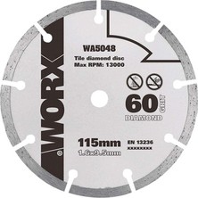 Esranın Dünyası Worx WA5048 115X9,5MM Fayans, Seramik, Mermer Kesme Soketli Elmas Daire Testere Bıçağı