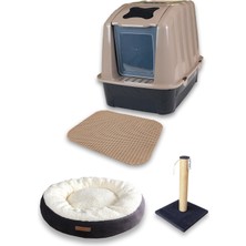 Esranın Dünyası Xxl Kapalı Kedi Tuvaleti + Simit Yatak + Tırmalama + Paspas Kedi Başlangıç Seti -Xxlkt1