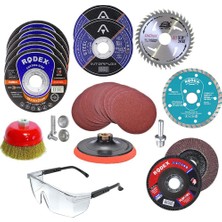 Esranın Dünyası BADEM10 34 Parça Cırt Zımpara Kağıdı Spiral Avuç Içi Taşlama Mermer Ahşap Inox Meltak Kesici Kesme Flap Disk Seti
