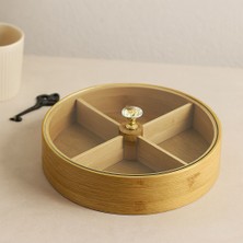 MiraLive Bambu 4 Bölmeli Kapaklı Servis Sunum Kutusu 22 cm