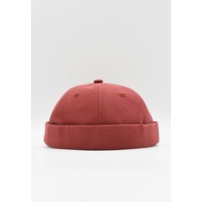 Külah Erkek Deri Bantlı Hipster Cap Bordo Docker Şapka