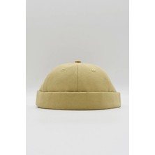 Külah Erkek Deri Bantlı Hipster Cap Camel Docker Şapka