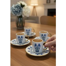 Yumuk Shop Ebru Serisi 6 Kişilik Lüks Kahve Fincanı Takımı 90 ml