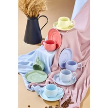 Yumuk Shop Balon Serisi 6 Kişilik Lüks Renkli Kahve Fincanı Takımı 90 ml