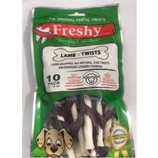 Freshy Lamb Twist Kuzu Etli Beyaz Burgu Çubuk 10 Adet(13 Cm) Köpek Ödülü 100GR