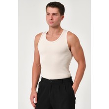Gamaro Erkek Halter Yaka Penye Kaşkorse Fitted Kalıp Sporcu Likralı Atlet