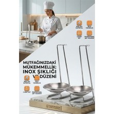 Modacar Inox Kepçe Standı - 2 Li Kaşık Kepçe Standı- Profesyonel Şef Tasarımı 722045